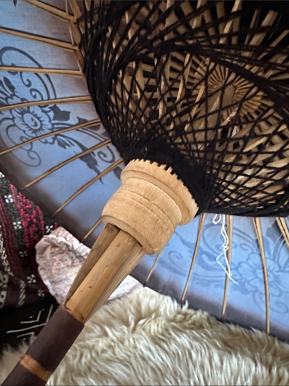 🇲🇲 brown grey black Asian Paper Sun Parasol. Photo shoot/ home decor. Myanmar - Picture 14 of 16